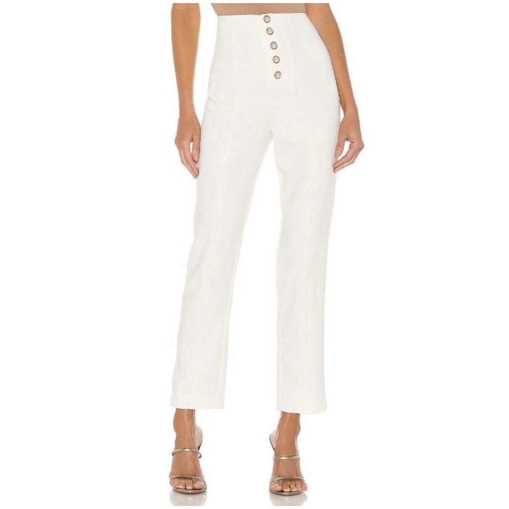 Lovers + Friends Metropolis Pants in Snow White High Waist Straight Leg Size XS